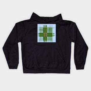 Modern western plaid in green and blue Kids Hoodie